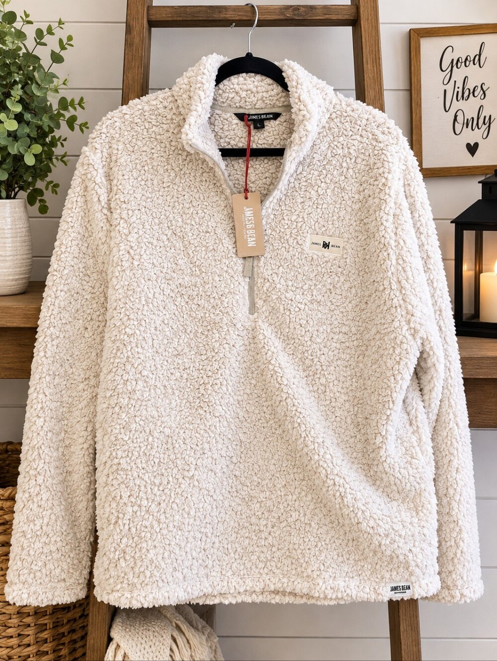 Women’s Cream Sherpa Half-Zip Pullover Hoodie
